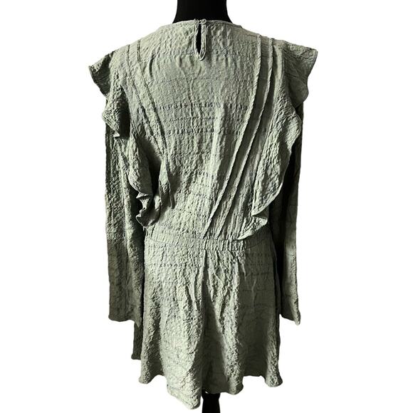 Zara Long Sleeve Ruffle Mini Dress Medium Women’s Sea Green 8342/252 - Picture 3 of 5